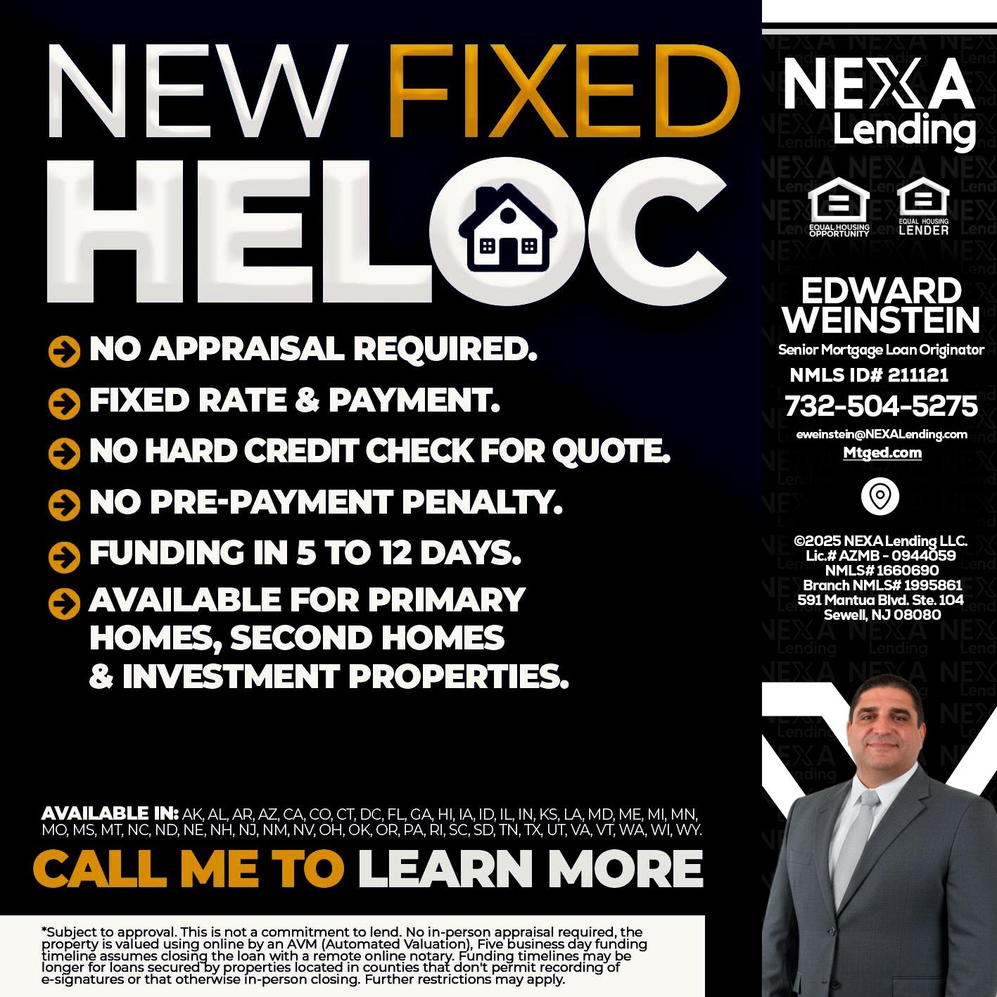 HELOC - Edward Weinstein -Senior Mortgage Loan Originator