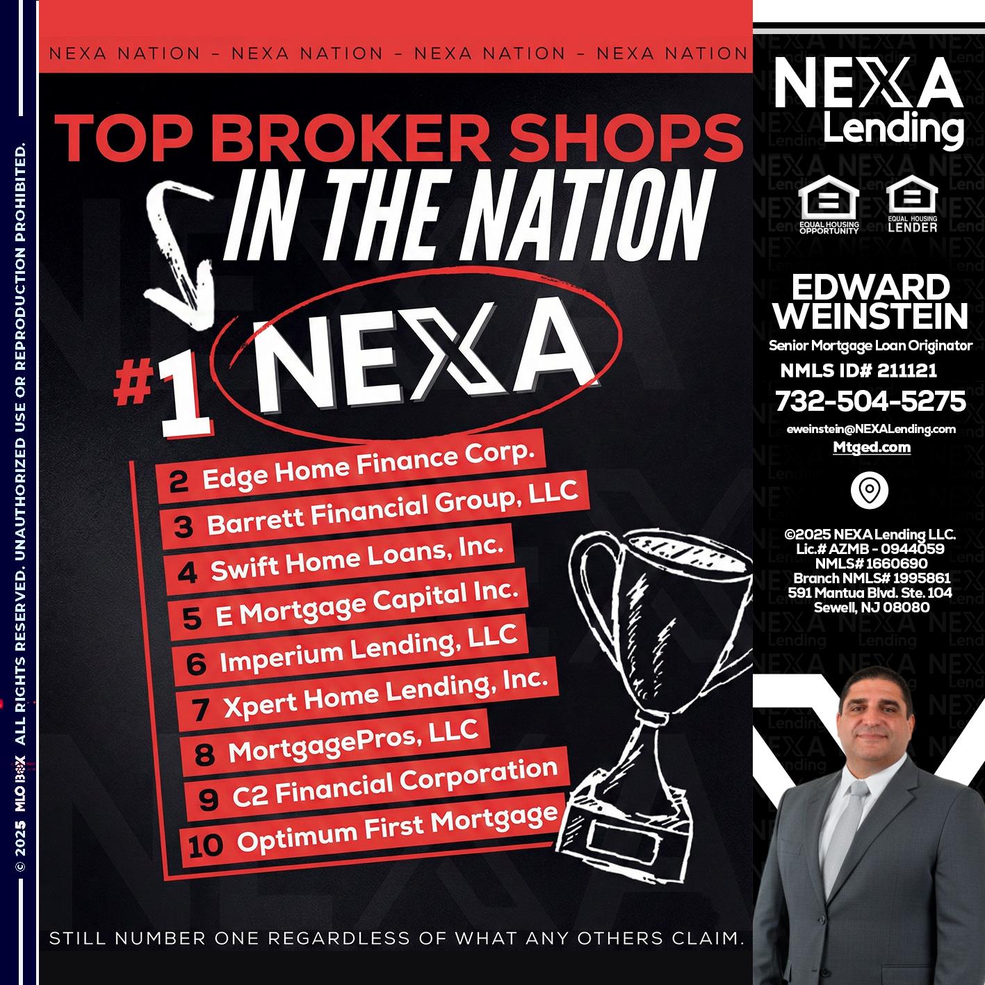 top broker - Edward Weinstein -Senior Mortgage Loan Originator