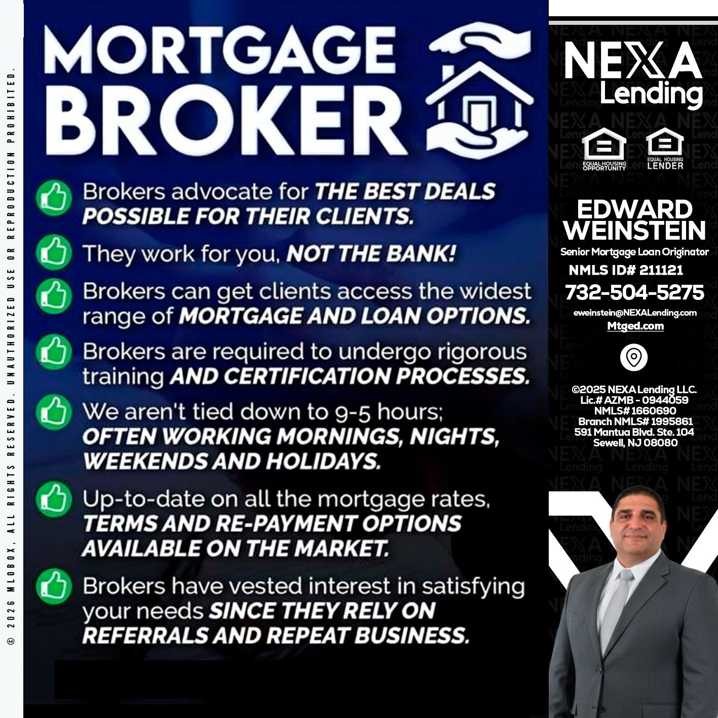 MORTGAGE BROKER - Edward Weinstein -Senior Mortgage Loan Originator