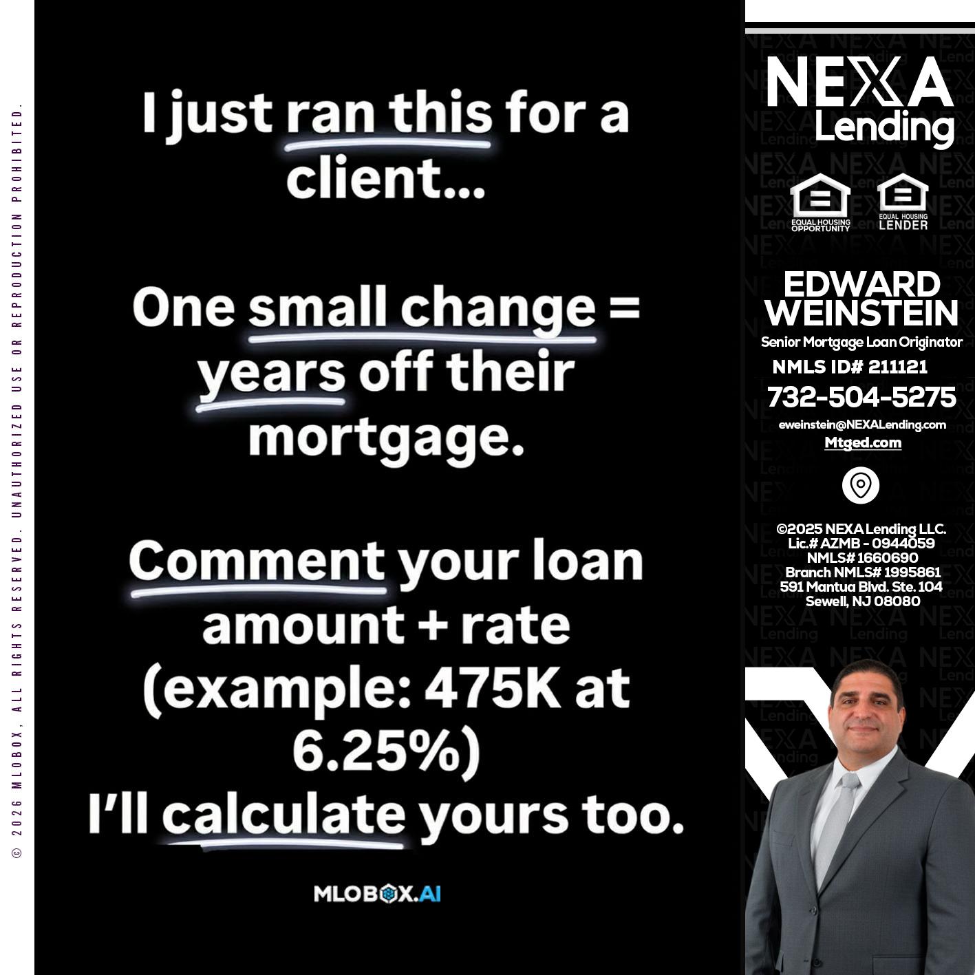 I JUST RAN - Edward Weinstein -Senior Mortgage Loan Originator