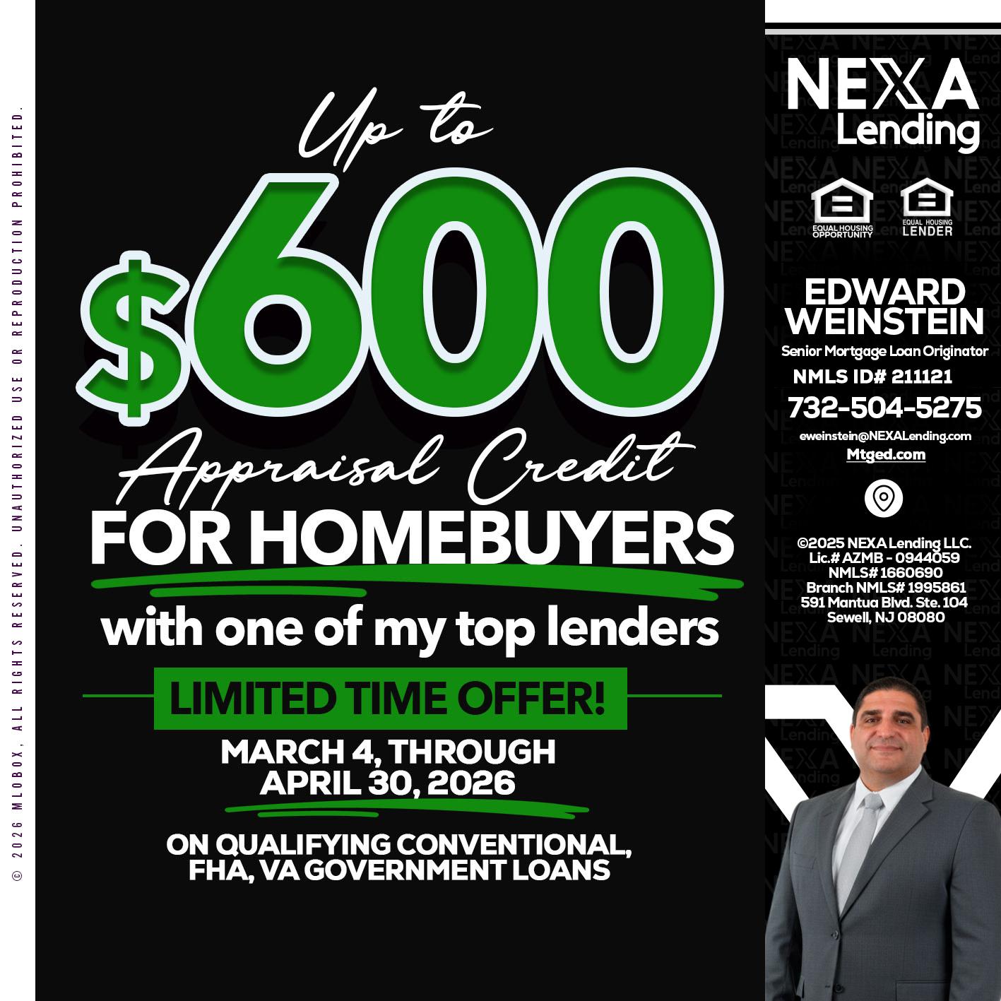 up to $600 - Edward Weinstein -Senior Mortgage Loan Originator