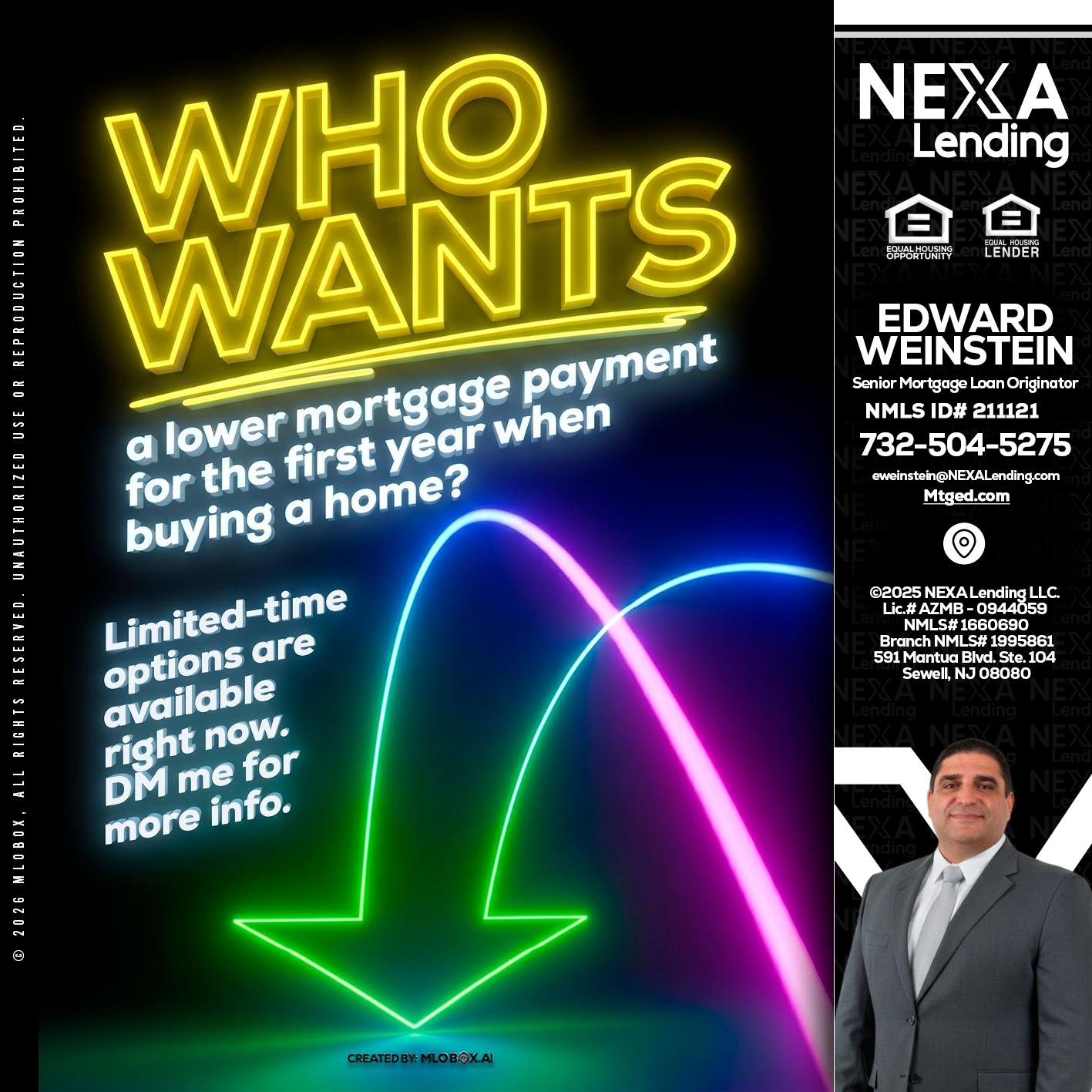 WHO WANTS - Edward Weinstein -Senior Mortgage Loan Originator