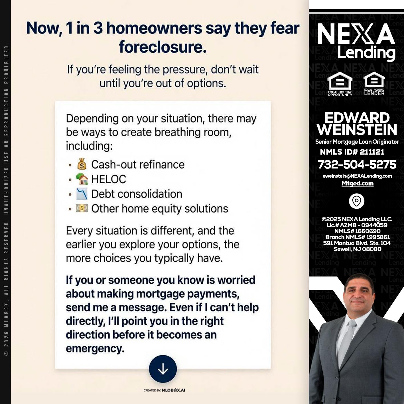 NOW, 1 IN 3 - Edward Weinstein -Senior Mortgage Loan Originator